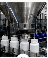 Automatic tablet and capsule counting machine filling white bottles